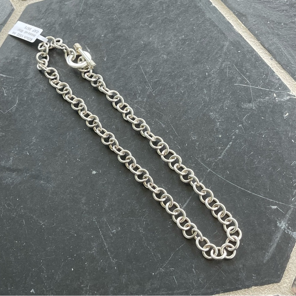 Sterling Silver 925 Chain Necklace with Toggle Clasp